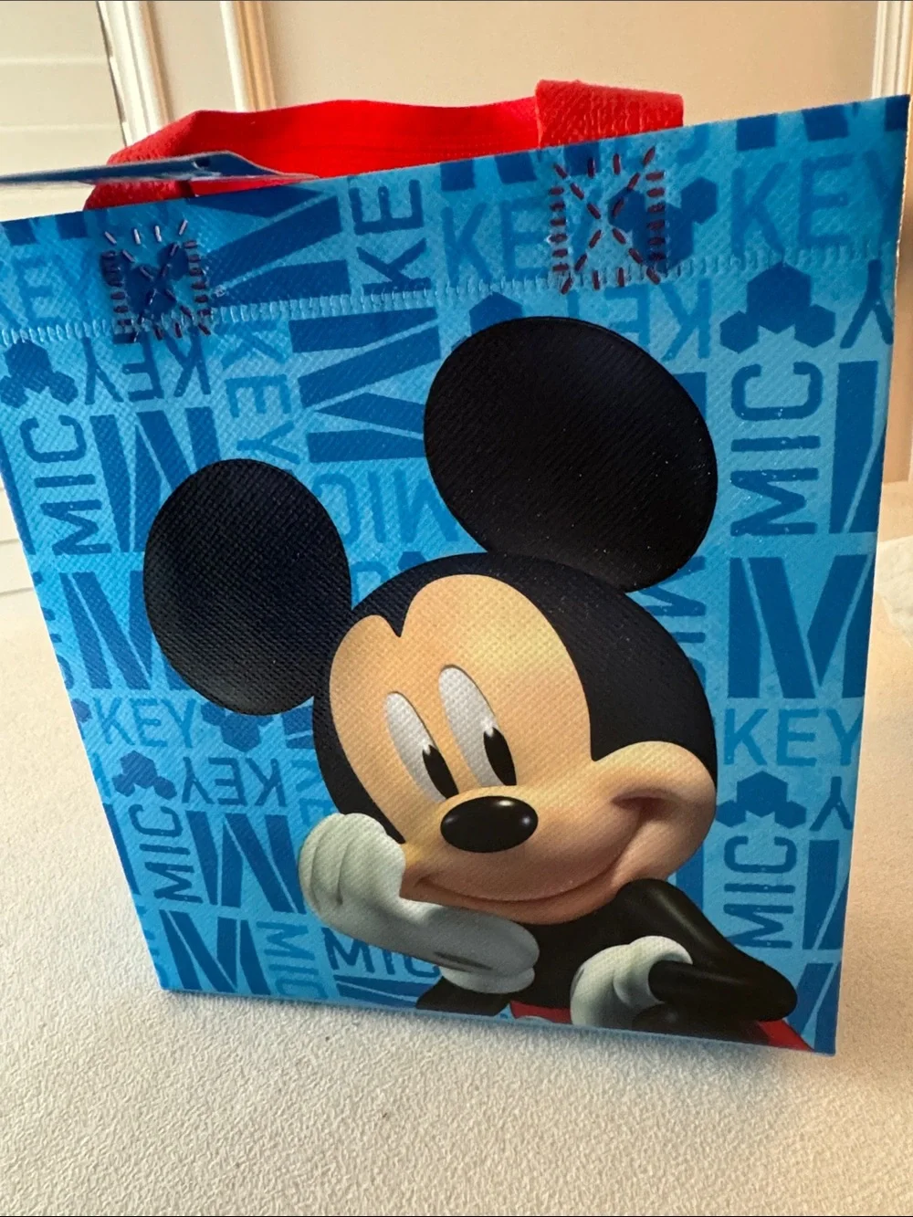 Mickey Mouse Blue Tote Bag with Red Handles